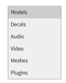 roblox library categories